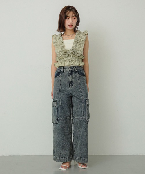 SENSE OF PLACE by URBAN RESEARCH（センスオブプレイスバイアーバンリサーチ）の「ヴィンテージデニムワイドパンツ（デニムパンツ・レディース・グレー系その他/ライトインディゴブルー・SMALL/MEDIUM）」の12枚目の写真