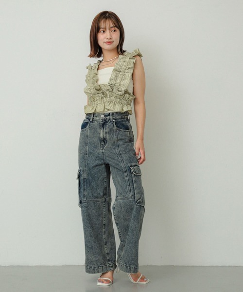 SENSE OF PLACE by URBAN RESEARCH（センスオブプレイスバイアーバンリサーチ）の「ヴィンテージデニムワイドパンツ（デニムパンツ・レディース・グレー系その他/ライトインディゴブルー・SMALL/MEDIUM）」の14枚目の写真