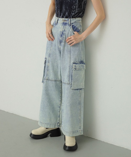 SENSE OF PLACE by URBAN RESEARCH（センスオブプレイスバイアーバンリサーチ）の「ヴィンテージデニムワイドパンツ（デニムパンツ・レディース・グレー系その他/ライトインディゴブルー・SMALL/MEDIUM）」の22枚目の写真