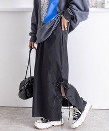 clear | 【低身長用サイズ有】リボン付きスリットロングスカート[大人 カジュアル 着回し力抜群]≪再入荷≫(スカート)