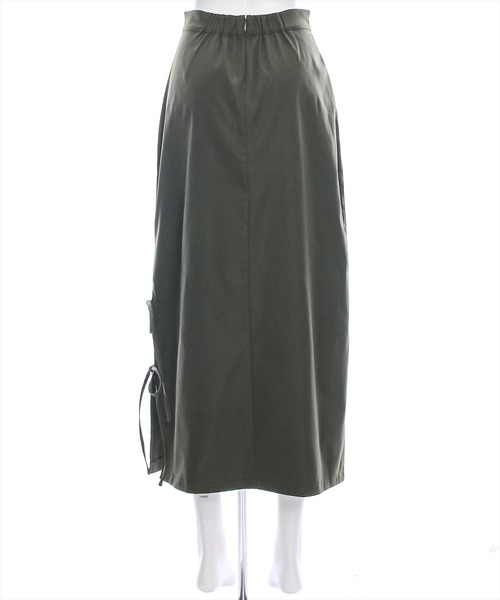 clear（クリア）の「【低身長用サイズ有】リボン付きスリットロングスカート[大人 カジュアル 着回し力抜群]≪再入荷≫（スカート・レディース・ブラック/カーキ/グレー・F/XS）」の11枚目の写真