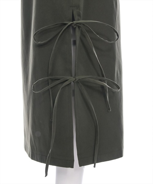 clear（クリア）の「【低身長用サイズ有】リボン付きスリットロングスカート[大人 カジュアル 着回し力抜群]≪再入荷≫（スカート・レディース・ブラック/カーキ/グレー・F/XS）」の14枚目の写真