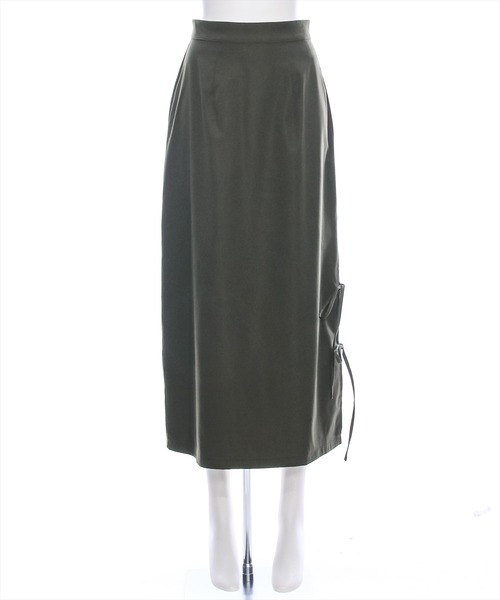 clear（クリア）の「【低身長用サイズ有】リボン付きスリットロングスカート[大人 カジュアル 着回し力抜群]≪再入荷≫（スカート・レディース・ブラック/カーキ/グレー・F/XS）」の16枚目の写真