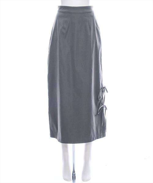 clear（クリア）の「【低身長用サイズ有】リボン付きスリットロングスカート[大人 カジュアル 着回し力抜群]≪再入荷≫（スカート・レディース・ブラック/カーキ/グレー・F/XS）」の20枚目の写真
