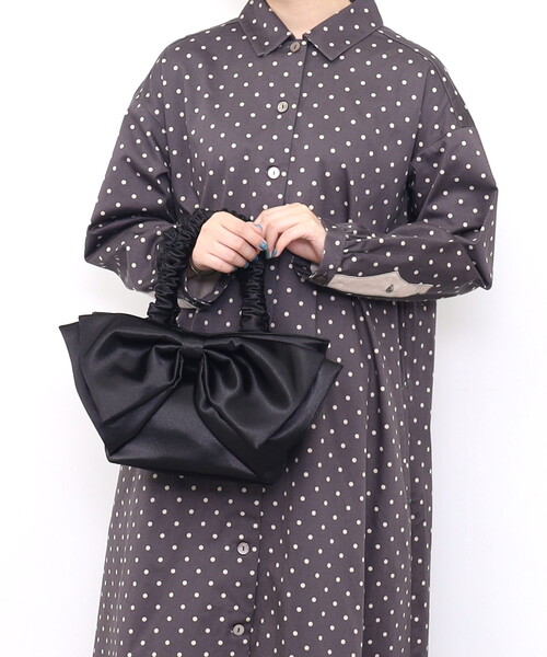 SMIR NASLI（サミールナスリ）の「サテンリボンバッグ（ハンドバッグ・レディース・ピンク/ブラック/ブルー/グレー・FREE）」の12枚目の写真