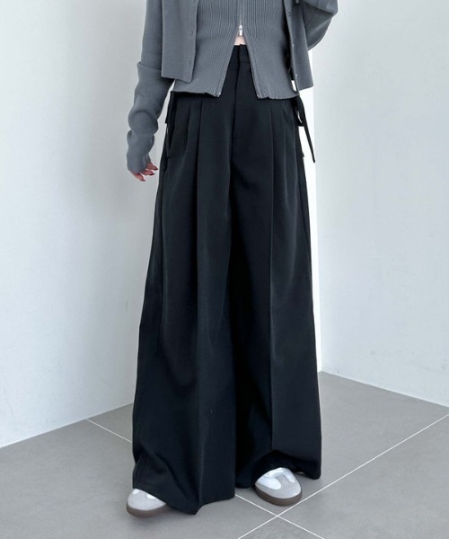 archives（アルシーヴ）の「サイドリボンタックワイドパンツ（その他パンツ・レディース・ブラック/チャコールグレー/ブラウン・MEDIUM）」の20枚目の写真