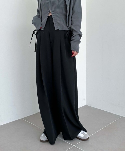 archives（アルシーヴ）の「サイドリボンタックワイドパンツ（その他パンツ・レディース・ブラック/チャコールグレー/ブラウン・MEDIUM）」の22枚目の写真