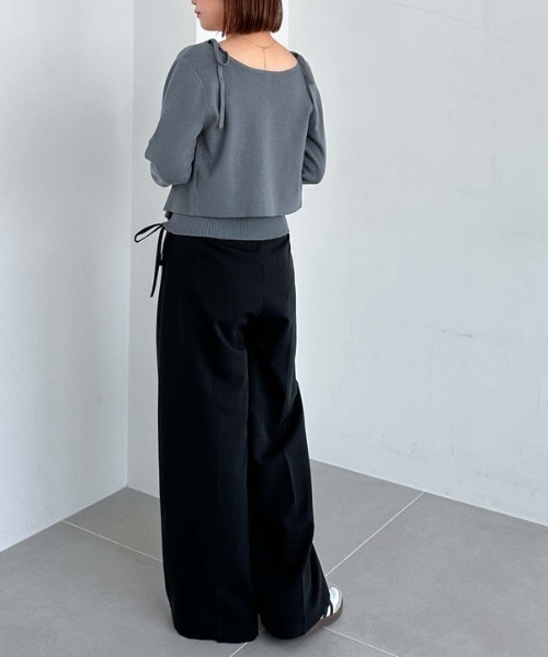 archives（アルシーヴ）の「サイドリボンタックワイドパンツ（その他パンツ・レディース・ブラック/チャコールグレー/ブラウン・MEDIUM）」の16枚目の写真