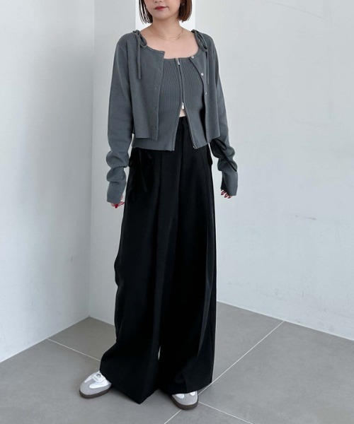 archives（アルシーヴ）の「サイドリボンタックワイドパンツ（その他パンツ・レディース・ブラック/チャコールグレー/ブラウン・MEDIUM）」の17枚目の写真