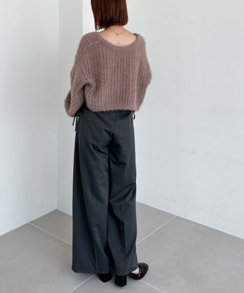 archives（アルシーヴ）の「サイドリボンタックワイドパンツ（その他パンツ・レディース・ブラック/チャコールグレー/ブラウン・MEDIUM）」の6枚目の写真