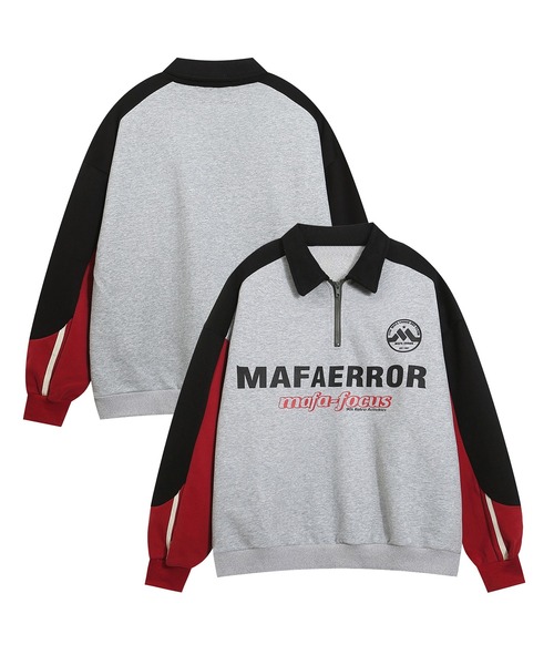 【セール】HOOK -select- アメカジヴィンテージ風袖配色切り替えプリントポロ襟スウェット（スウェット）｜HOOK（フック） 5,930円