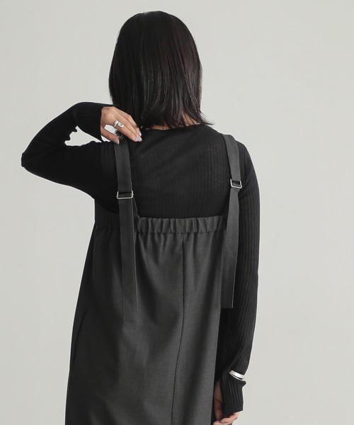 någonsstans ブラックジャンパースカート 撥水加工 S Bonjour Sagan ジャンパースカート 撥水ストレッチジャンスカ