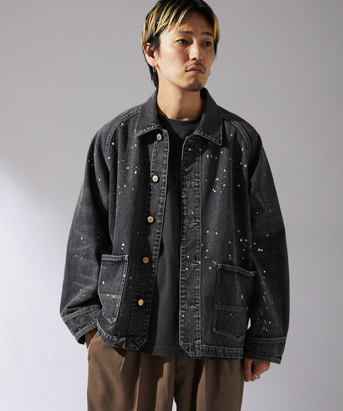 JOURNAL STANDARD relume（ジャーナルスタンダード　レリューム）の「プロセシングデニム エンジニアジャケット（デニムジャケット・メンズ・ブラックミックス/コバルトブルー・MEDIUM/LARGE）」の9枚目の写真