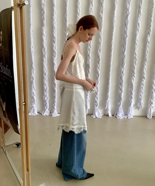 SANSeLF（サンセルフ）の「【LONSLAN】 フロントタックレースキャミワンピース sanwl24a012（ワンピース・レディース・ホワイト・FREE）」の5枚目の写真