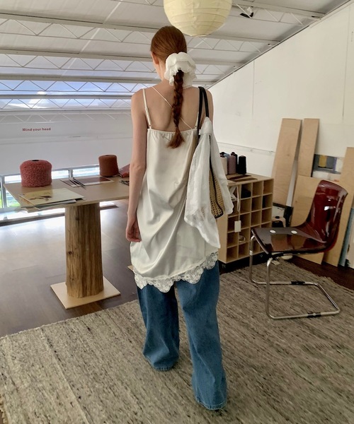 SANSeLF（サンセルフ）の「【LONSLAN】 フロントタックレースキャミワンピース sanwl24a012（ワンピース・レディース・ホワイト・FREE）」の10枚目の写真