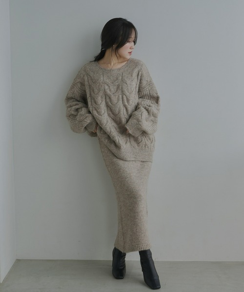 Olu.(オルドット)の「【rii × Olu.】ニットセットアップ(セットアップ・レディース・チャコールグレー/アイボリー/グレイッシュベージュ・0/1)」の16枚目の写真