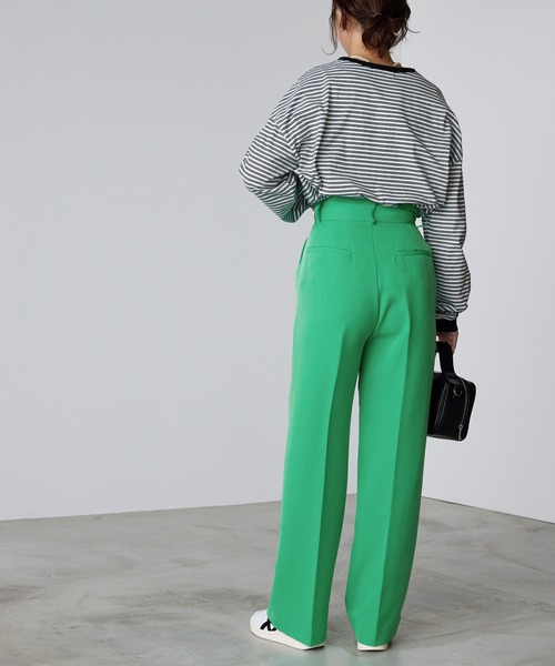 セール】【forksy.】センタープレスタックハイウエストストレート