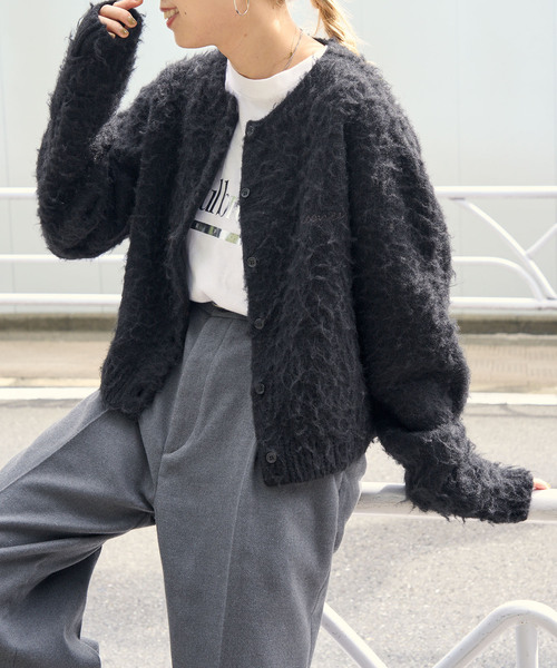 OUTDOOR PRODUCTS（アウトドアプロダクツ）の「シャギーニットショートカーディガン（カーディガン/ボレロ・レディース・ブラック/グレー/オレンジ/モスグリーン・FREE）」の15枚目の写真