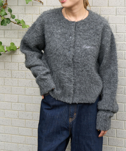 OUTDOOR PRODUCTS（アウトドアプロダクツ）の「シャギーニットショートカーディガン（カーディガン/ボレロ・レディース・ブラック/グレー/オレンジ/モスグリーン・FREE）」の12枚目の写真