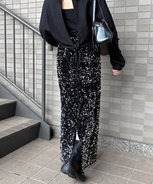 ISOOK | 【ISOOK / アイスー】スパンコールナロースカート  / セットアップ可能 スパンコールスカート ペンシルスカート タイトスカート ZOZOTOWN限定(スカート)