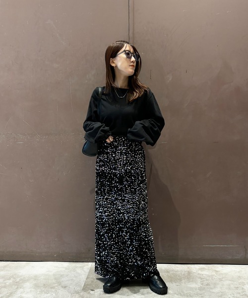 セール】【ISOOK / アイスー】スパンコールナロースカート