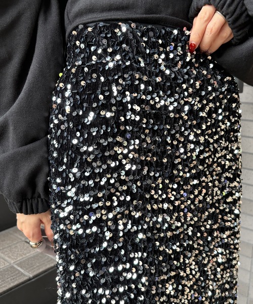 セール】【ISOOK / アイスー】スパンコールナロースカート