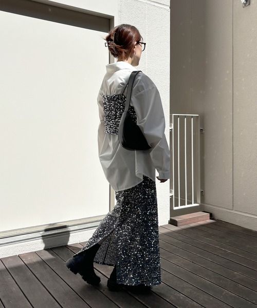 ISOOK（アイスー）の「【ISOOK / アイスー】スパンコールナロースカート  / セットアップ可能 スパンコールスカート ペンシルスカート タイトスカート ZOZOTOWN限定（スカート・レディース・シルバー/ブラック・FREE）」の20枚目の写真
