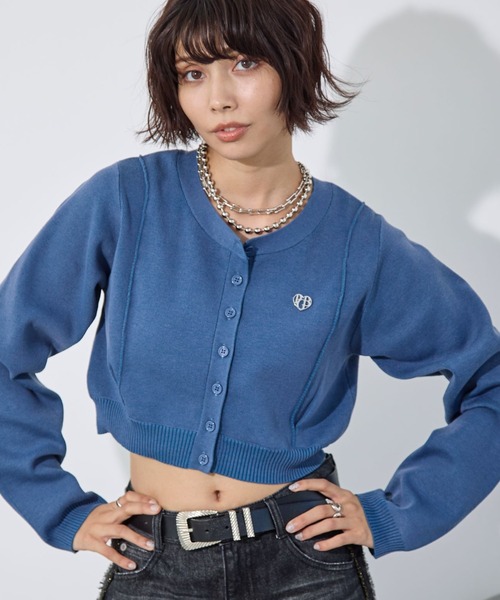 PAGEBOY（ページボーイ）の「ハイゲージプレートクルーカーディガン（Tシャツ/カットソー・レディース・ターコイズブルー/ブラック/ピンク/アイボリー・FREE）」の4枚目の写真