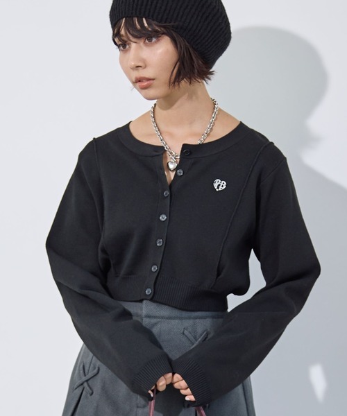 PAGEBOY（ページボーイ）の「ハイゲージプレートクルーカーディガン（Tシャツ/カットソー・レディース・ターコイズブルー/ブラック/ピンク/アイボリー・FREE）」の3枚目の写真