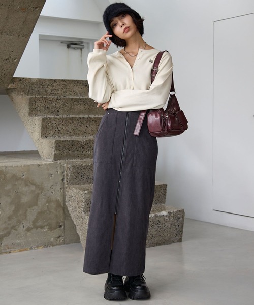 PAGEBOY（ページボーイ）の「ハイゲージプレートクルーカーディガン（Tシャツ/カットソー・レディース・ターコイズブルー/ブラック/ピンク/アイボリー・FREE）」の6枚目の写真