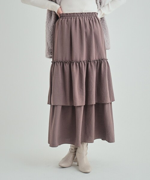 Cutie Blonde(キューティーブロンド)の「◆一枚で華やかに ティアードスカート(スカート・レディース・オフホワイト/ブラウン系その他/ブラック・01/02/03/04)」の1枚目の写真