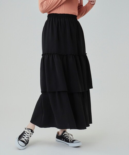 Cutie Blonde(キューティーブロンド)の「◆一枚で華やかに ティアードスカート(スカート・レディース・オフホワイト/ブラウン系その他/ブラック・01/02/03/04)」の5枚目の写真