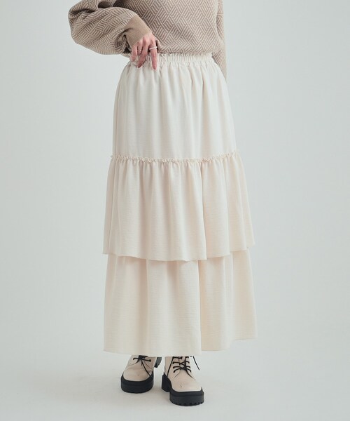Cutie Blonde(キューティーブロンド)の「◆一枚で華やかに ティアードスカート(スカート・レディース・オフホワイト/ブラウン系その他/ブラック・01/02/03/04)」の8枚目の写真
