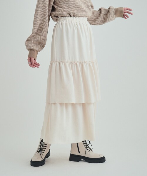 Cutie Blonde(キューティーブロンド)の「◆一枚で華やかに ティアードスカート(スカート・レディース・オフホワイト/ブラウン系その他/ブラック・01/02/03/04)」の9枚目の写真