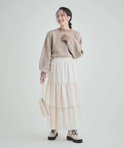 Cutie Blonde(キューティーブロンド)の「◆一枚で華やかに ティアードスカート(スカート・レディース・オフホワイト/ブラウン系その他/ブラック・01/02/03/04)」の10枚目の写真