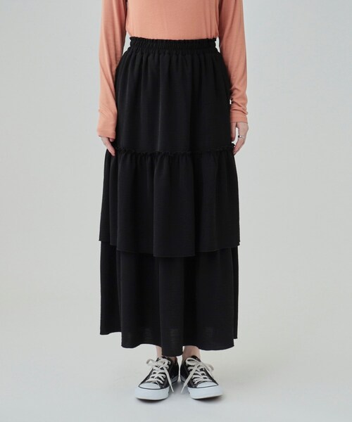 Cutie Blonde(キューティーブロンド)の「◆一枚で華やかに ティアードスカート(スカート・レディース・オフホワイト/ブラウン系その他/ブラック・01/02/03/04)」の16枚目の写真