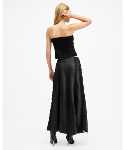 ALLSAINTS（オールセインツ）の「MORGAN SATIN LACE PANELLED MAXI SKIRT | MORGAN サテン レース パネル マキシ スカート（スカート・レディース・ブラック・4/8/6）」の7枚目の写真