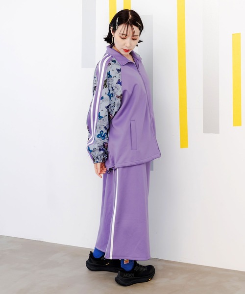 ScoLar(スカラー)の「143621:蝶柄切替ジャージ トラックスカート(スカート・レディース・パープル/ボルドー/ブラック・M)」の13枚目の写真