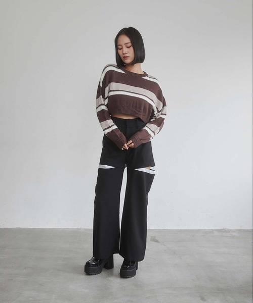 ENVYM（アンビー）の「3WAYスラックスパンツ（スラックス・レディース・ブルー/ブラック・FREE）」の18枚目の写真