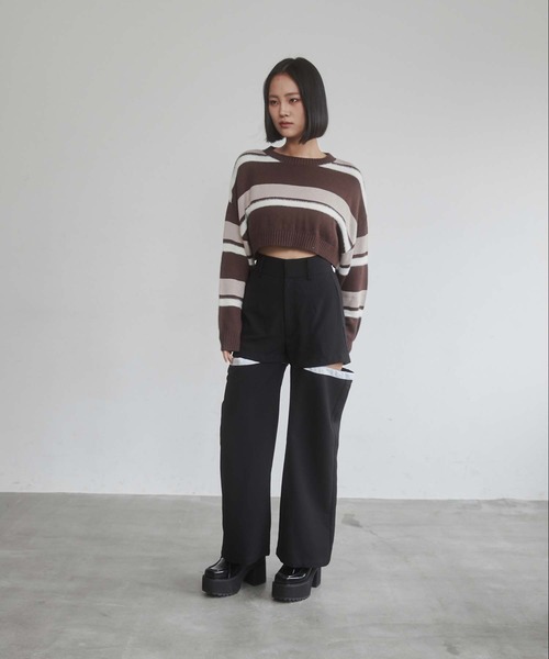 ENVYM（アンビー）の「3WAYスラックスパンツ（スラックス・レディース・ブルー/ブラック・FREE）」の19枚目の写真