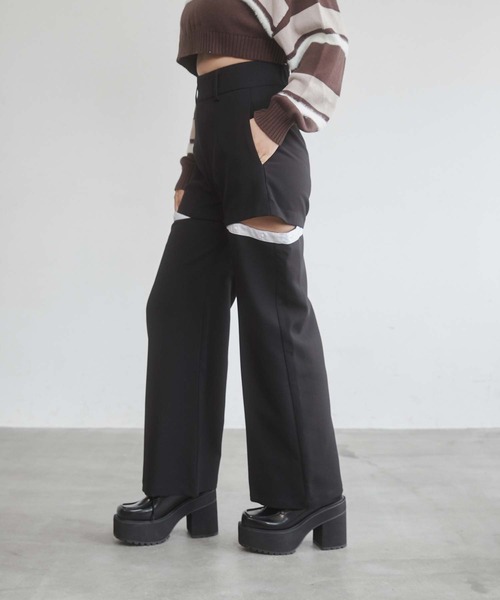 ENVYM（アンビー）の「3WAYスラックスパンツ（スラックス・レディース・ブルー/ブラック・FREE）」の9枚目の写真