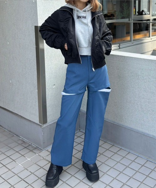 ENVYM（アンビー）の「3WAYスラックスパンツ（スラックス・レディース・ブルー/ブラック・FREE）」の14枚目の写真