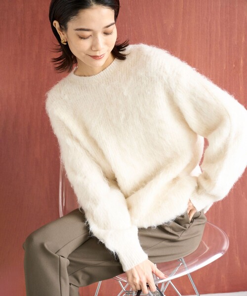 【セール】【洗える】アルパカシャギー ロングニット（ニット/セーター）｜UNFILO（アンフィーロ）