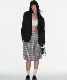 CRANK | CHECK FRILL MIDI SKIRT(スカート)