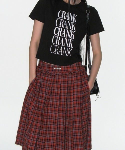 CRANK（クランク）の「CHECK FRILL MIDI SKIRT（スカート・レディース・ホワイト/オレンジ・SMALL）」の4枚目の写真