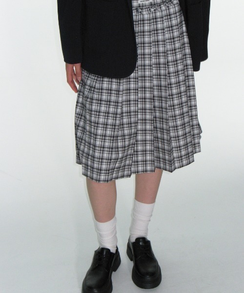 CRANK（クランク）の「CHECK FRILL MIDI SKIRT（スカート・レディース・ホワイト/オレンジ・SMALL）」の9枚目の写真