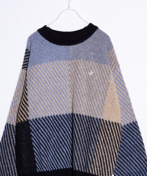 BEVERLY HILLS POLO CLUB(ビバリーヒルズポロクラブ)の「【BEVERLY HILLS POLO CLUB】モヘヤライクニット ワンポイント刺繍 チェック柄(ニット/セーター・メンズ・チャコールグレー/ピンク/オレンジ/ラベンダー・M/L)」の6枚目の写真