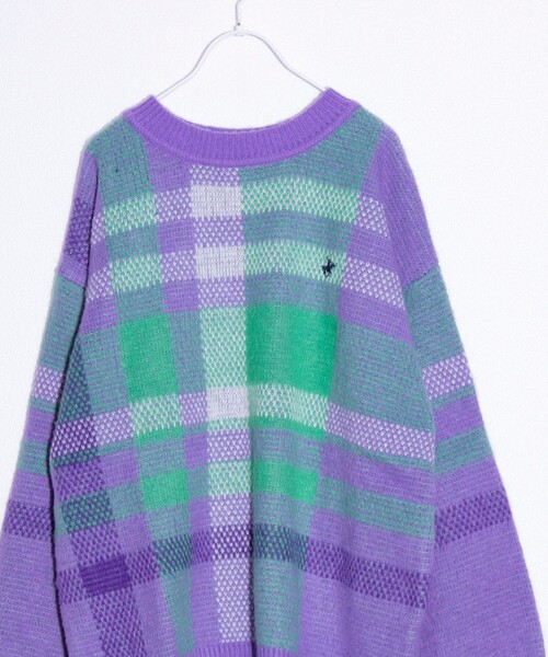 BEVERLY HILLS POLO CLUB(ビバリーヒルズポロクラブ)の「【BEVERLY HILLS POLO CLUB】モヘヤライクニット ワンポイント刺繍 チェック柄(ニット/セーター・メンズ・チャコールグレー/ピンク/オレンジ/ラベンダー・M/L)」の7枚目の写真