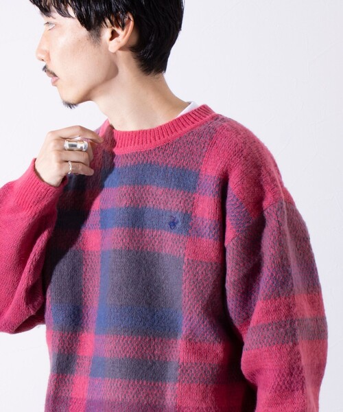 BEVERLY HILLS POLO CLUB(ビバリーヒルズポロクラブ)の「【BEVERLY HILLS POLO CLUB】モヘヤライクニット ワンポイント刺繍 チェック柄(ニット/セーター・メンズ・チャコールグレー/ピンク/オレンジ/ラベンダー・M/L)」の13枚目の写真