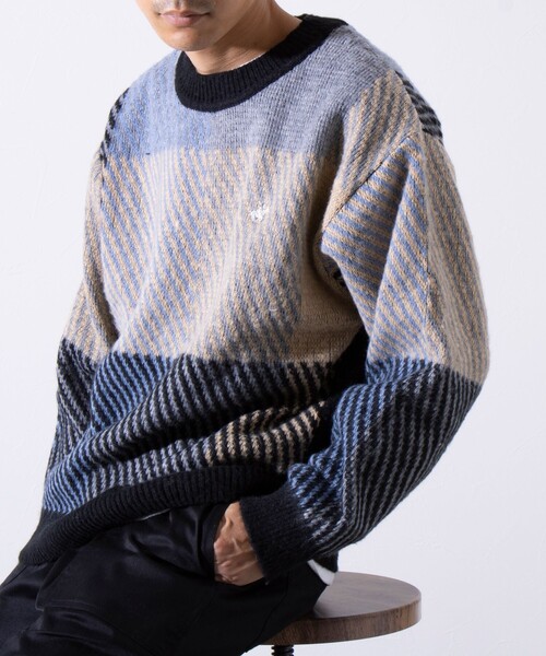 BEVERLY HILLS POLO CLUB(ビバリーヒルズポロクラブ)の「【BEVERLY HILLS POLO CLUB】モヘヤライクニット ワンポイント刺繍 チェック柄(ニット/セーター・メンズ・チャコールグレー/ピンク/オレンジ/ラベンダー・M/L)」の19枚目の写真